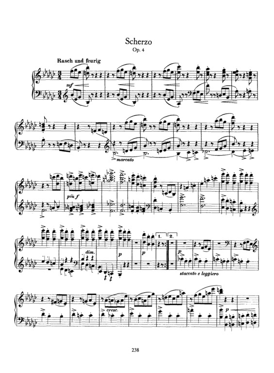 Partitura da música Scherzo in E flat minor