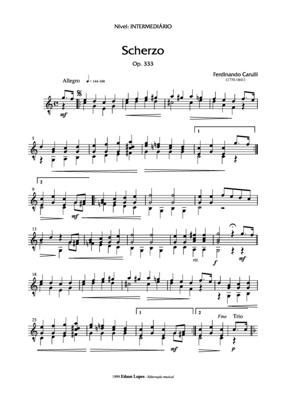 Partitura da música Scherzo Op. 333