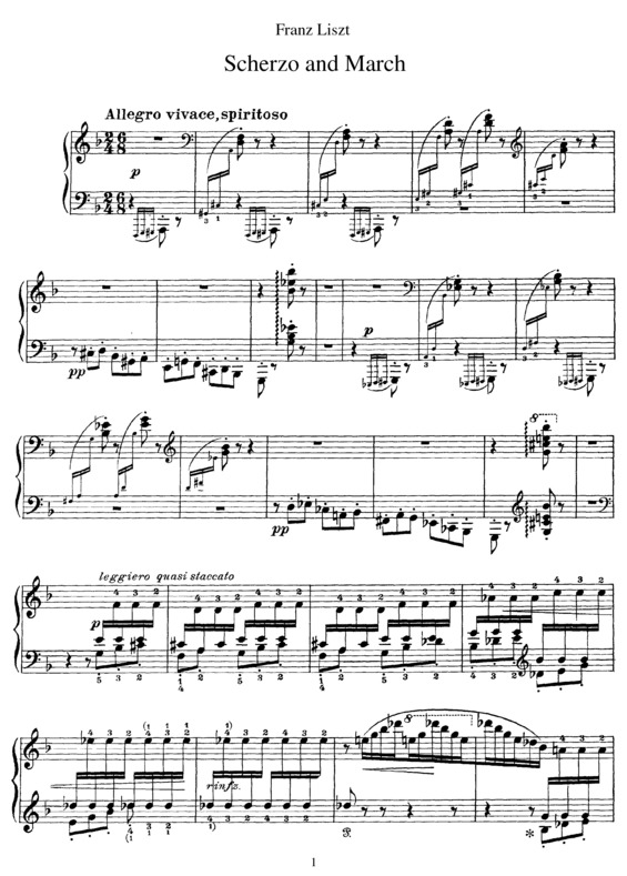 Partitura da música Scherzo Und Marsch S.177
