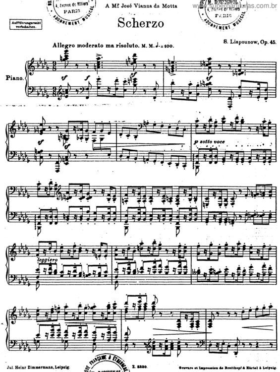 Partitura da música Scherzo