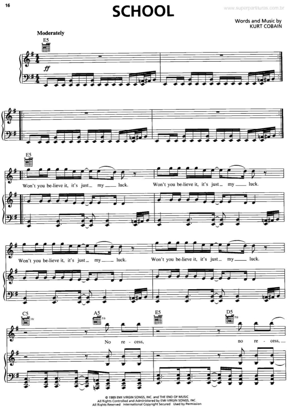 Partitura da música School