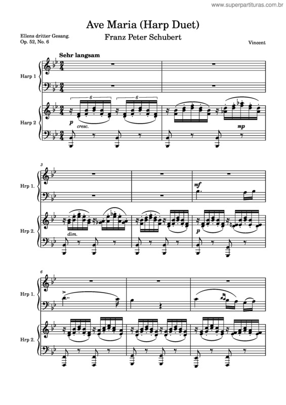 Partitura da música Schubert – Ave Maria v.2