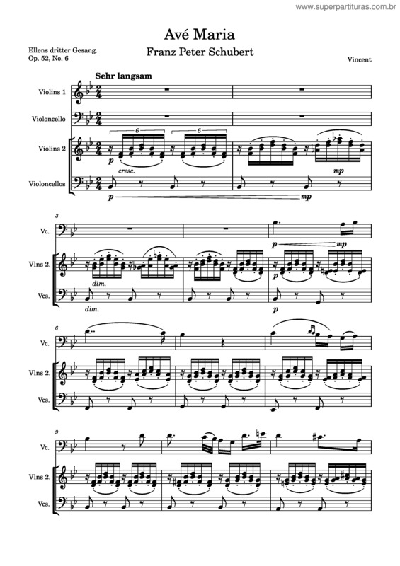 Partitura da música Schubert – Ave Maria