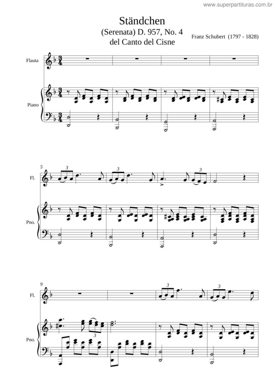 Partitura da música Schubert Serenata Cisne Más Completa