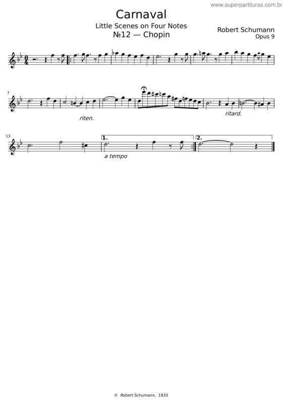 Partitura da música Schumann Carnaval