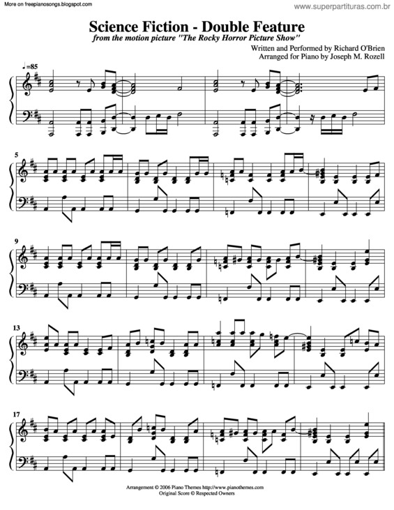 Partitura da música Science Fiction Double (The Rocky Horror Picture Show)