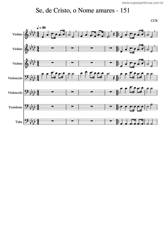 Partitura da música Se, De Cristo, O Nome Amares – 151 – Congregação Cristã No Brasil