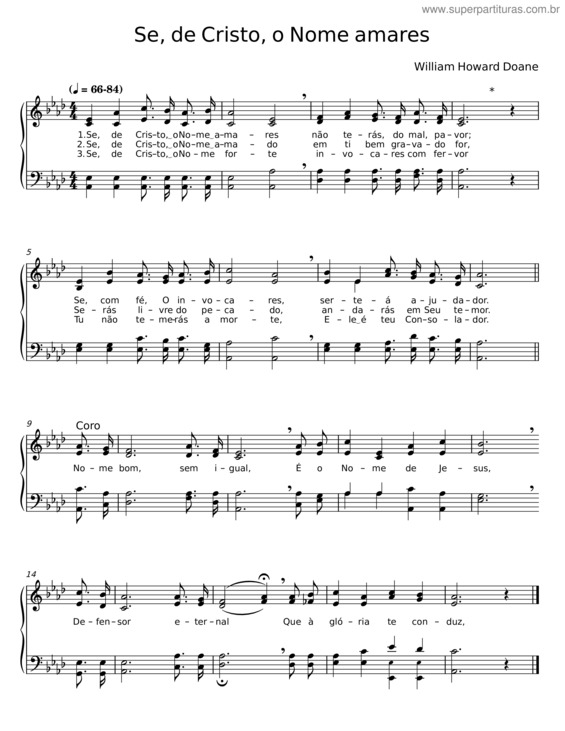 Partitura da música Se, De Cristo, O Nome Amares – William Howard Doane