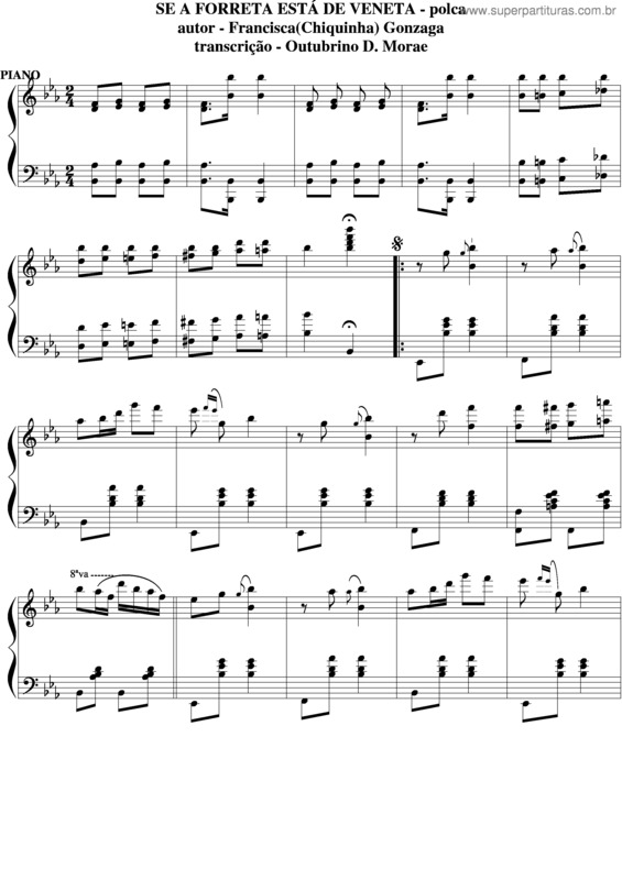 Partitura da música Se A Forreta Está De Veneta