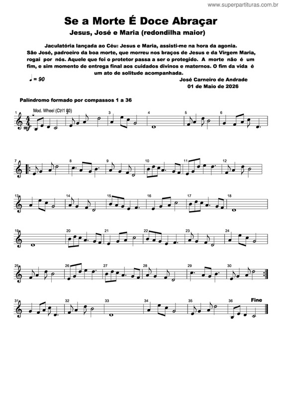 Partitura da música Se A Morte É Doce Abraçar