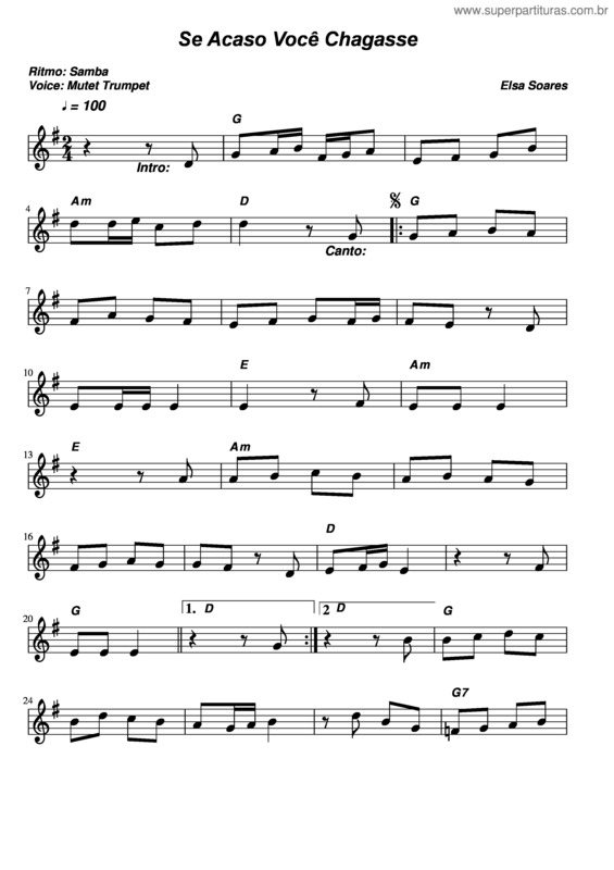 Partitura da música Se Acaso Você Chagasse