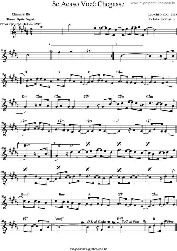 Partitura da música Se Acaso Você Chegasse v.2