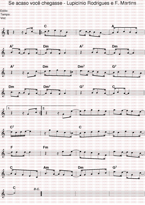 Partitura da música Se Acaso Você Chegasse