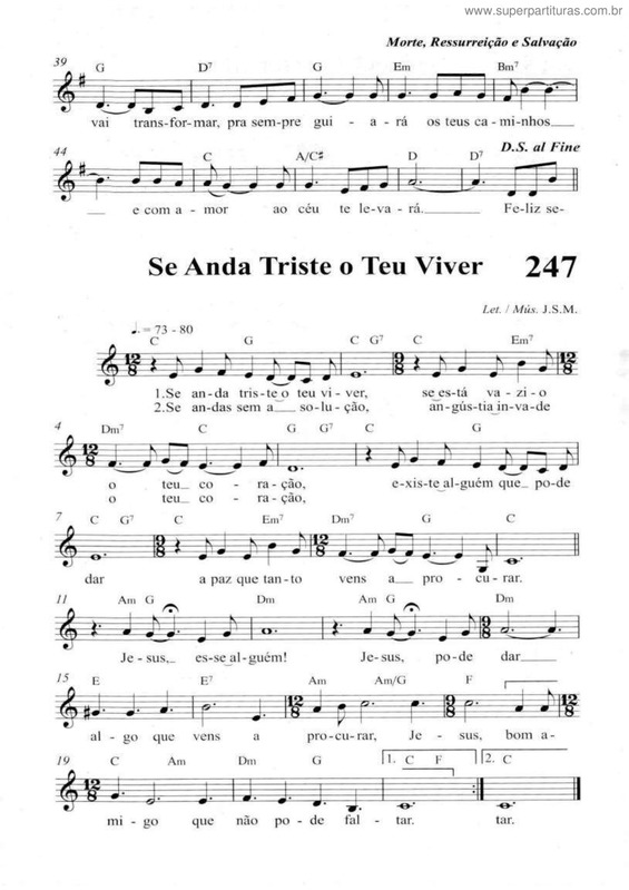 Partitura da música Se Anda Triste O Teu Viver