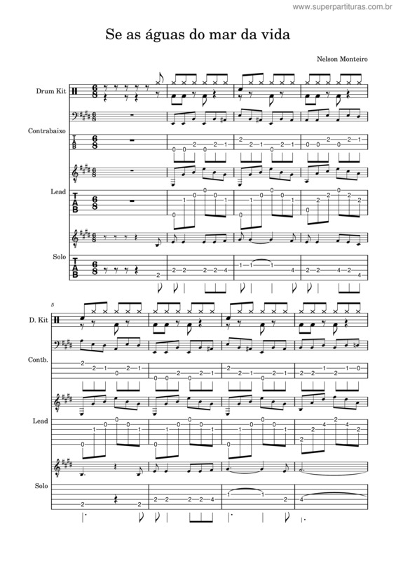 Partitura da música Se As Águas Do Mar Da Vida –  Nelson Monteiro – Vndrgrhrd