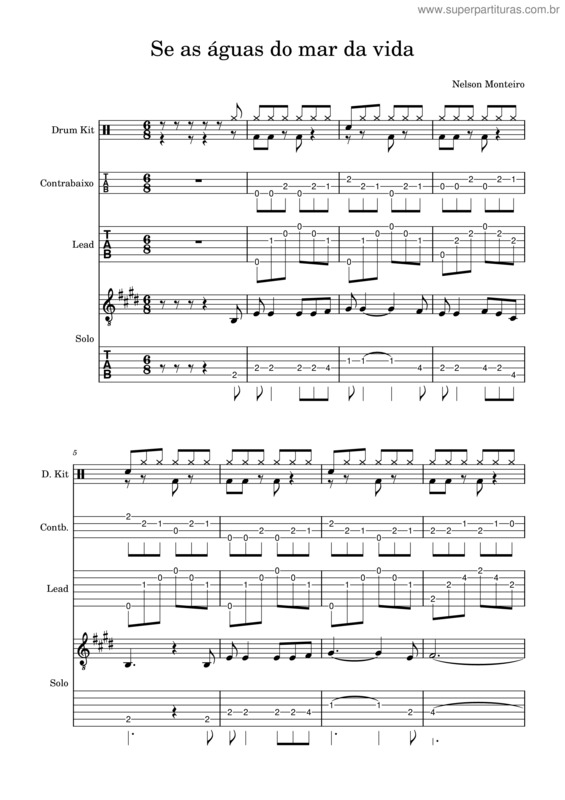 Partitura da música Se As Águas Do Mar Da Vida –  Nelson Monteiro