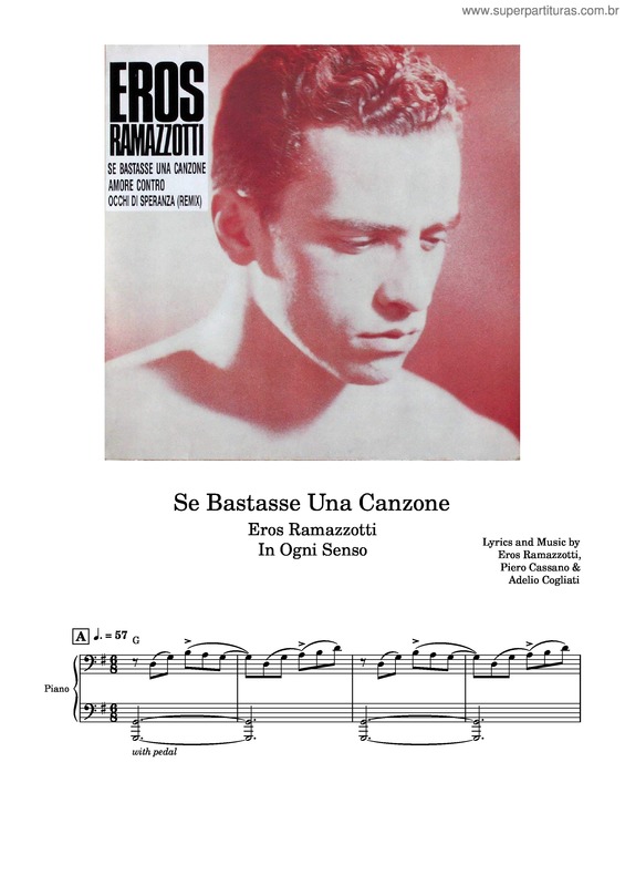 Partitura da música Se Bastasse Una Canzone – Eros Ramazzotti