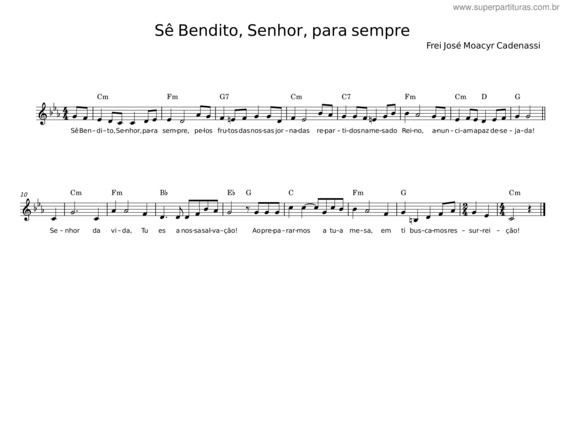 Partitura da música Sê Bendito, Senhor, Para Sempre