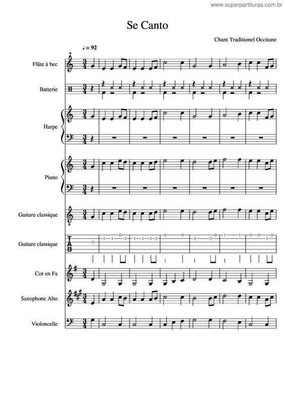 Partitura da música Se Canto v.2