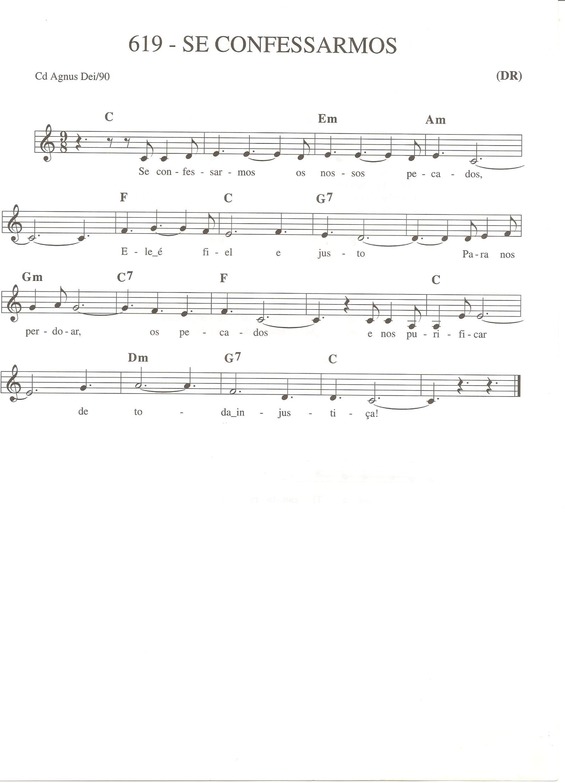 Partitura da música Se Confessarmos