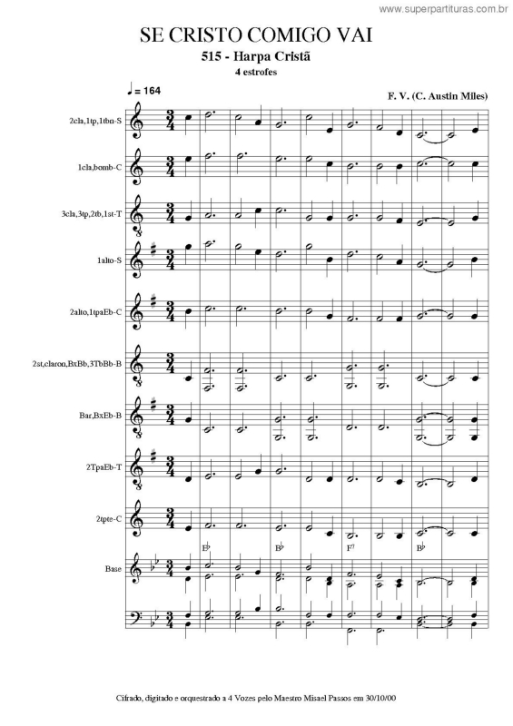 Partitura da música Se Cristo Comigo Vai - 515 HC