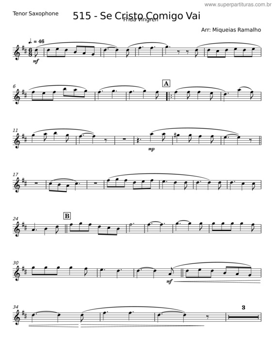 Partitura da música Se Cristo Comigo Vai – Frida Vingren