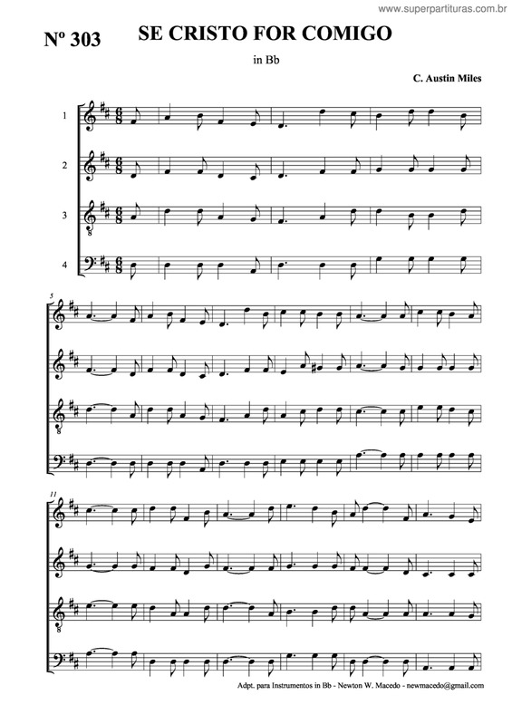 Partitura da música Se Cristo For Comigo v.2