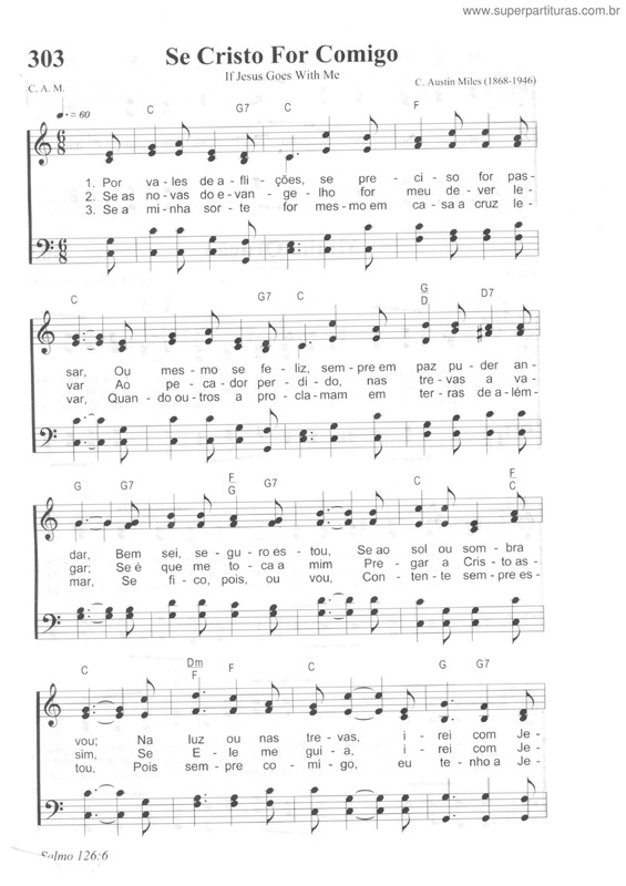 Partitura da música Se Cristo For Comigo