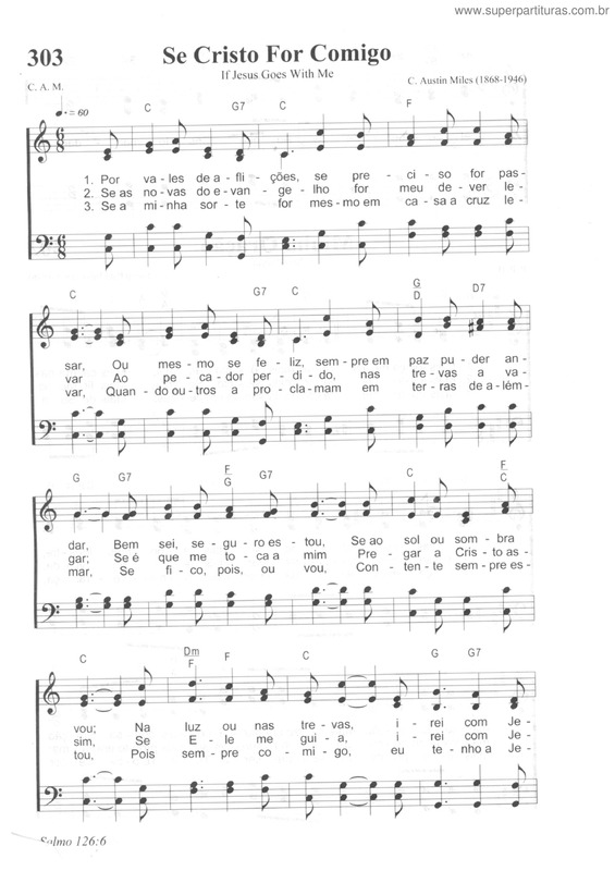 Partitura da música Se Cristo For Comigo