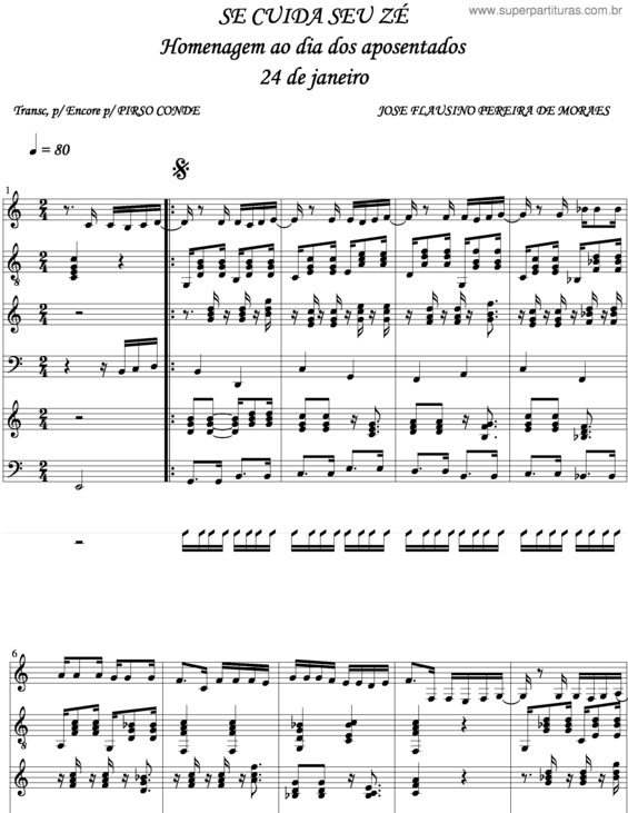 Partitura da música Se Cuida Seu Zé v.2