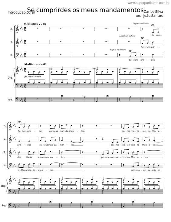 Partitura da música Se Cumprirdes Os Meus Mandamentos – Carlos Silva