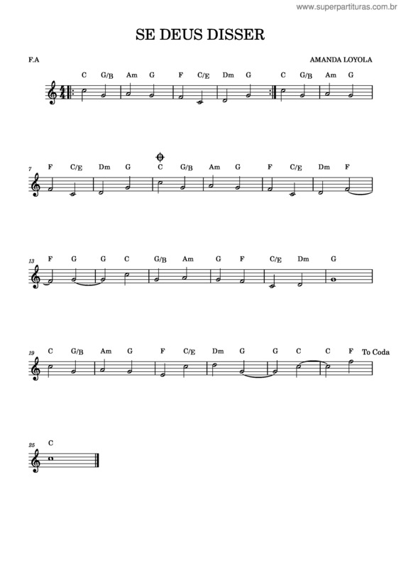 Partitura da música Se Deus Disser