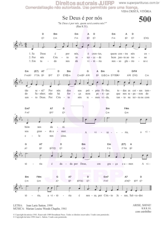 Partitura da música Se Deus É Por Nós - 500 HCC