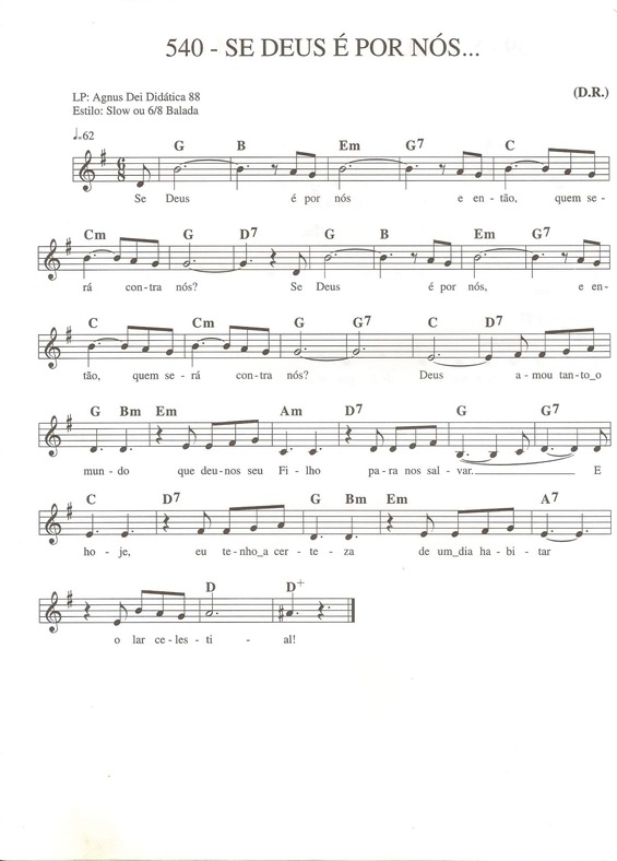 Partitura da música Se Deus é Por Nós