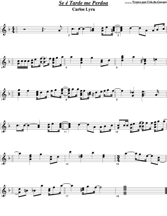 Partitura da música Se É Tarde Me Perdoa