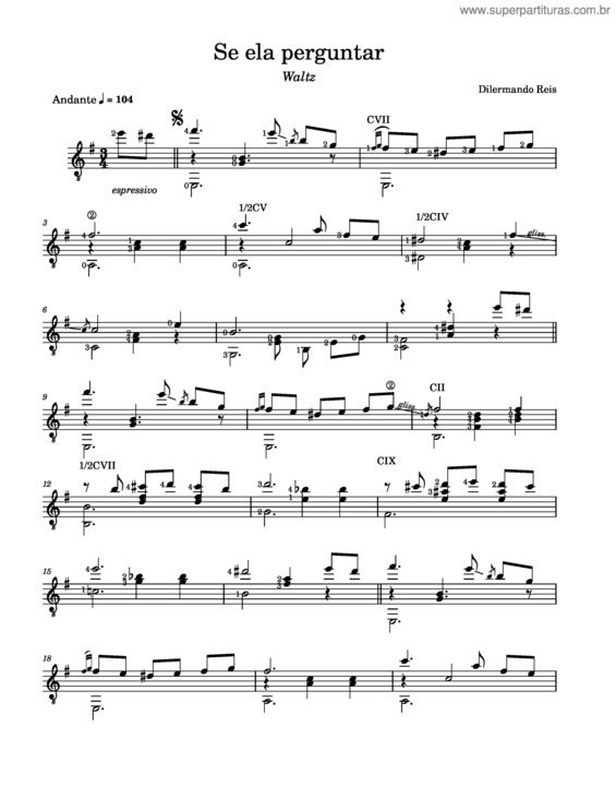Partitura da música Se Ela Perguntar – Dilermando Reis