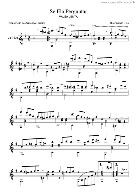 Partitura da música Se Ela Perguntar v.2