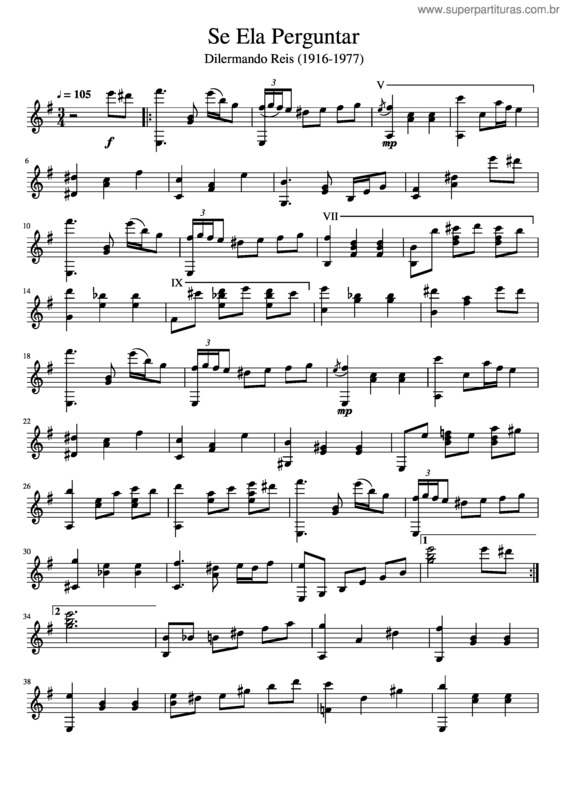 Partitura da música Se Ela Perguntar v.4