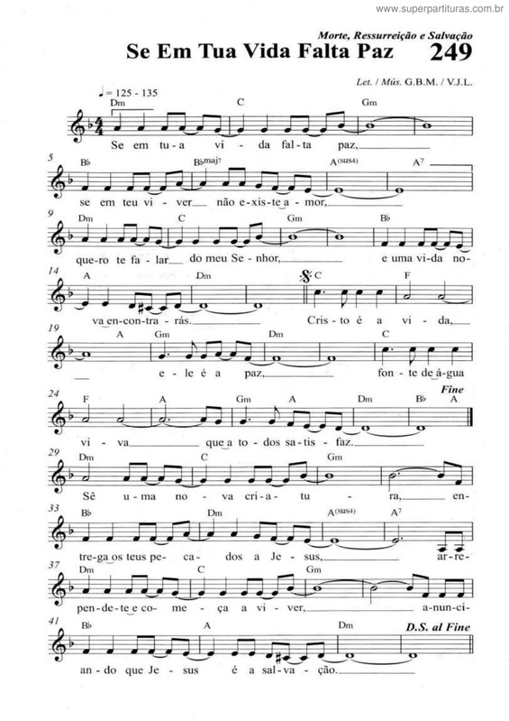 Partitura da música Se Em Tua Vida Falta Paz