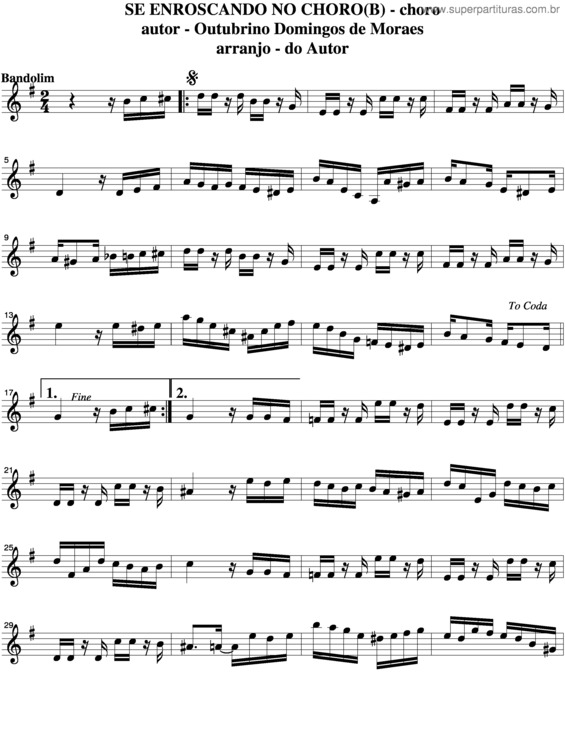 Partitura da música Se Enroscando No Choro