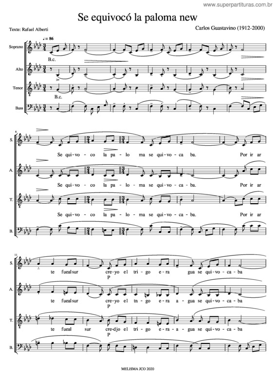 Partitura da música Se Equivocó La Paloma Jco