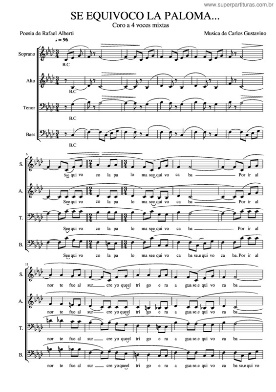 Partitura da música Se Equivoco La Paloma v.2