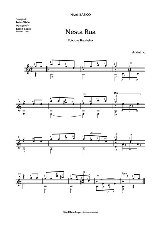 Partitura da música Se Esta Rua Fosse Minha