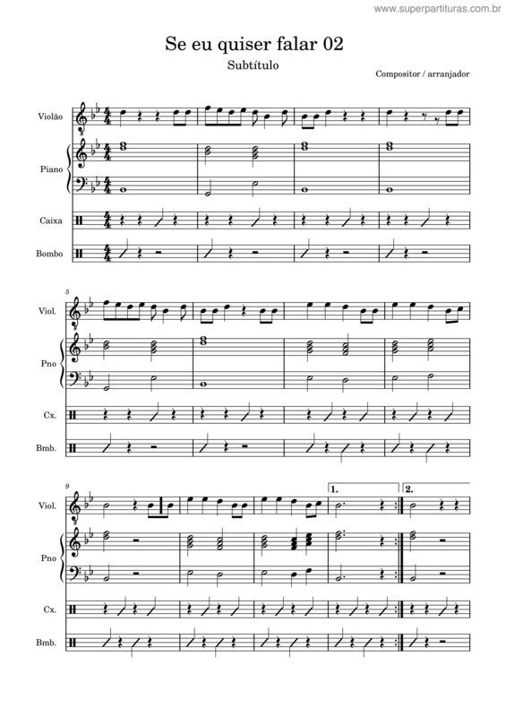 Partitura da música Se Eu Falar 2