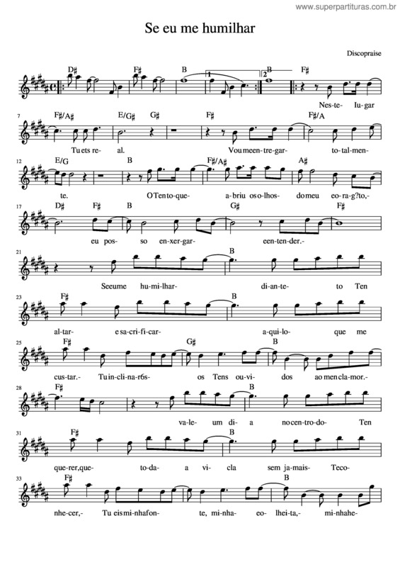 Partitura da música Se Eu Me Humilhar v.2