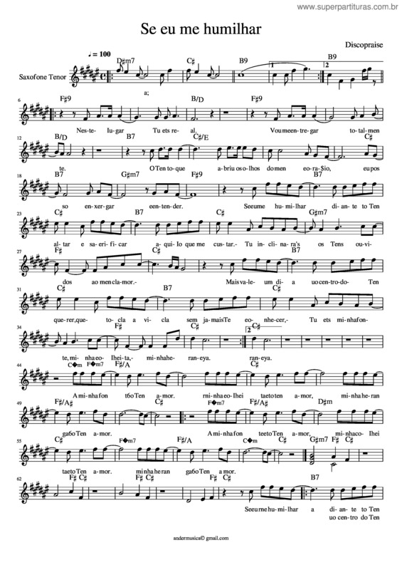 Partitura da música Se Eu Me Humilhar v.3
