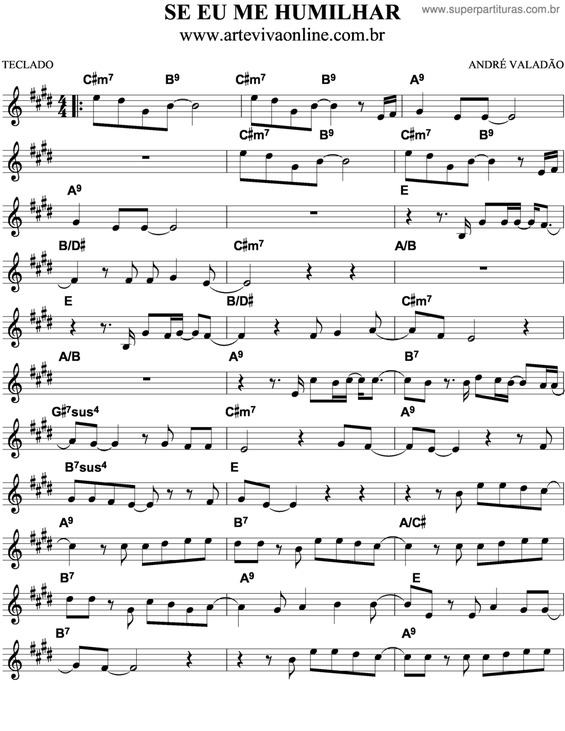 Partitura da música Se Eu Me Humilhar