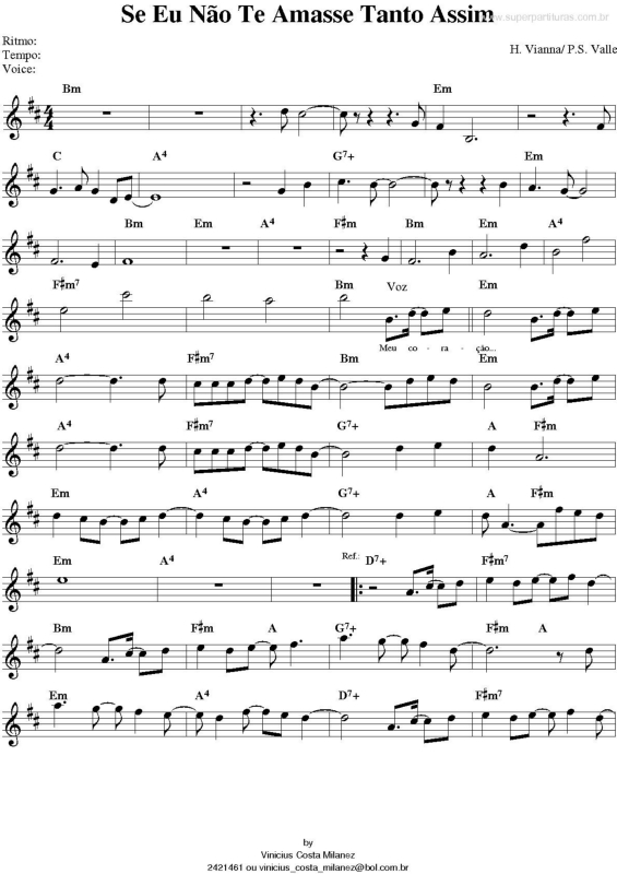 Partitura da música Se Eu Não Te Amasse Tanto Assim v.2