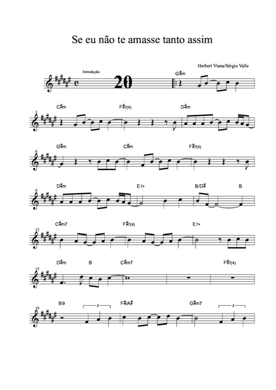 Partitura da música Se Eu Não Te Amasse Tanto Assim v.4