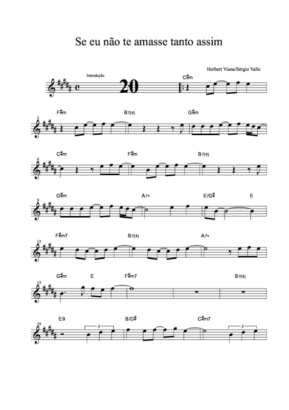 Partitura da música Se Eu Não Te Amasse Tanto Assim v.5